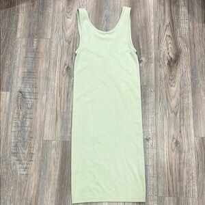 Zara Light Green Ribbed Midi Tank Dress